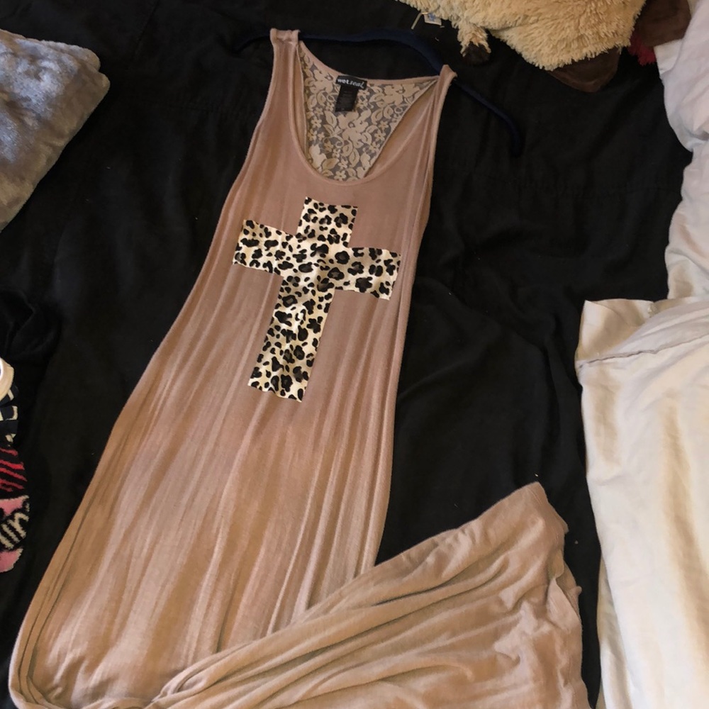 Cheetah print cross comfy maxi dress